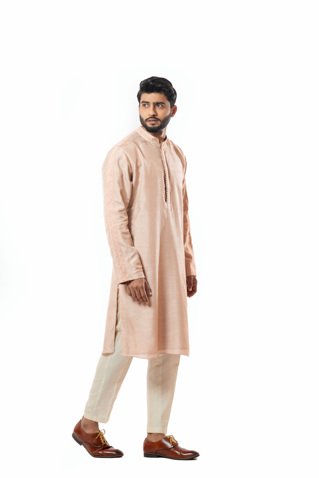Powder pink embroidered kurta set