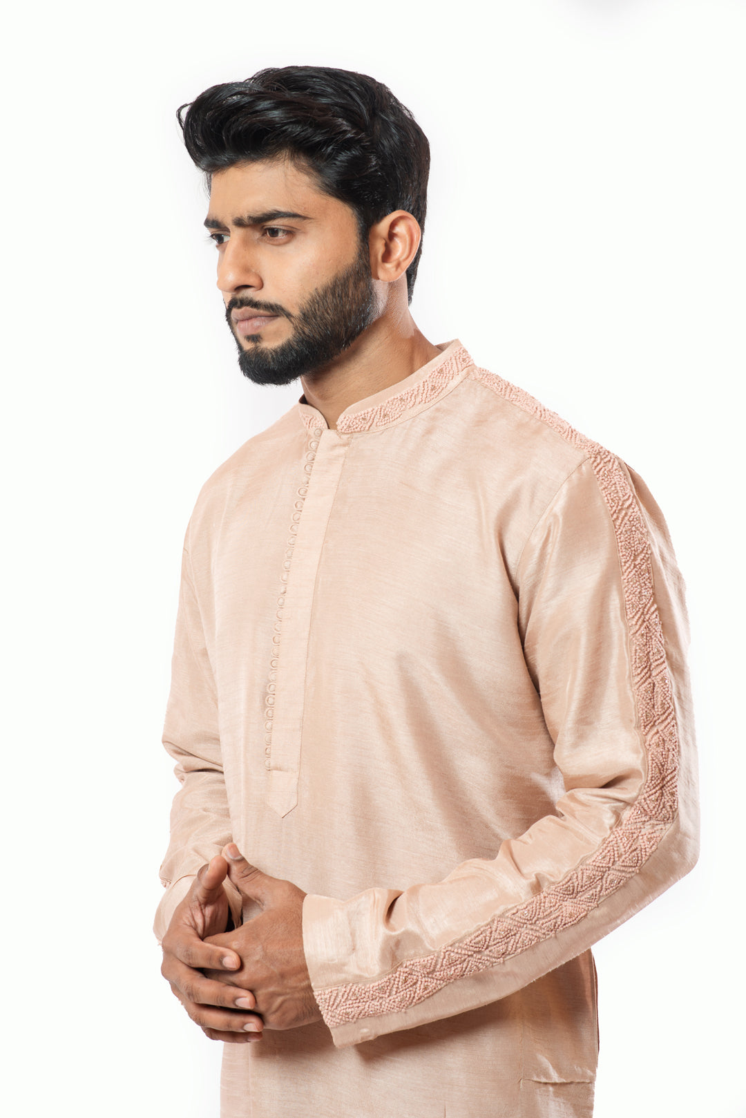 Powder pink embroidered kurta set