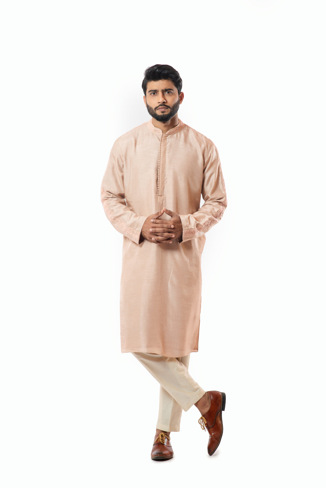 Powder pink embroidered kurta set