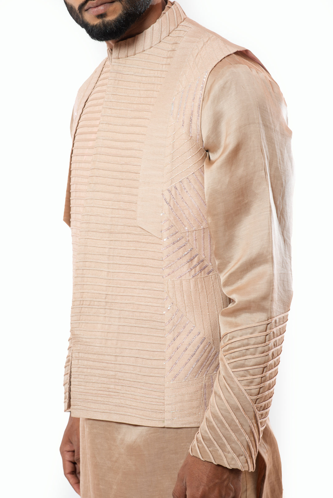 Powder pink embroidered Nehru jacket
