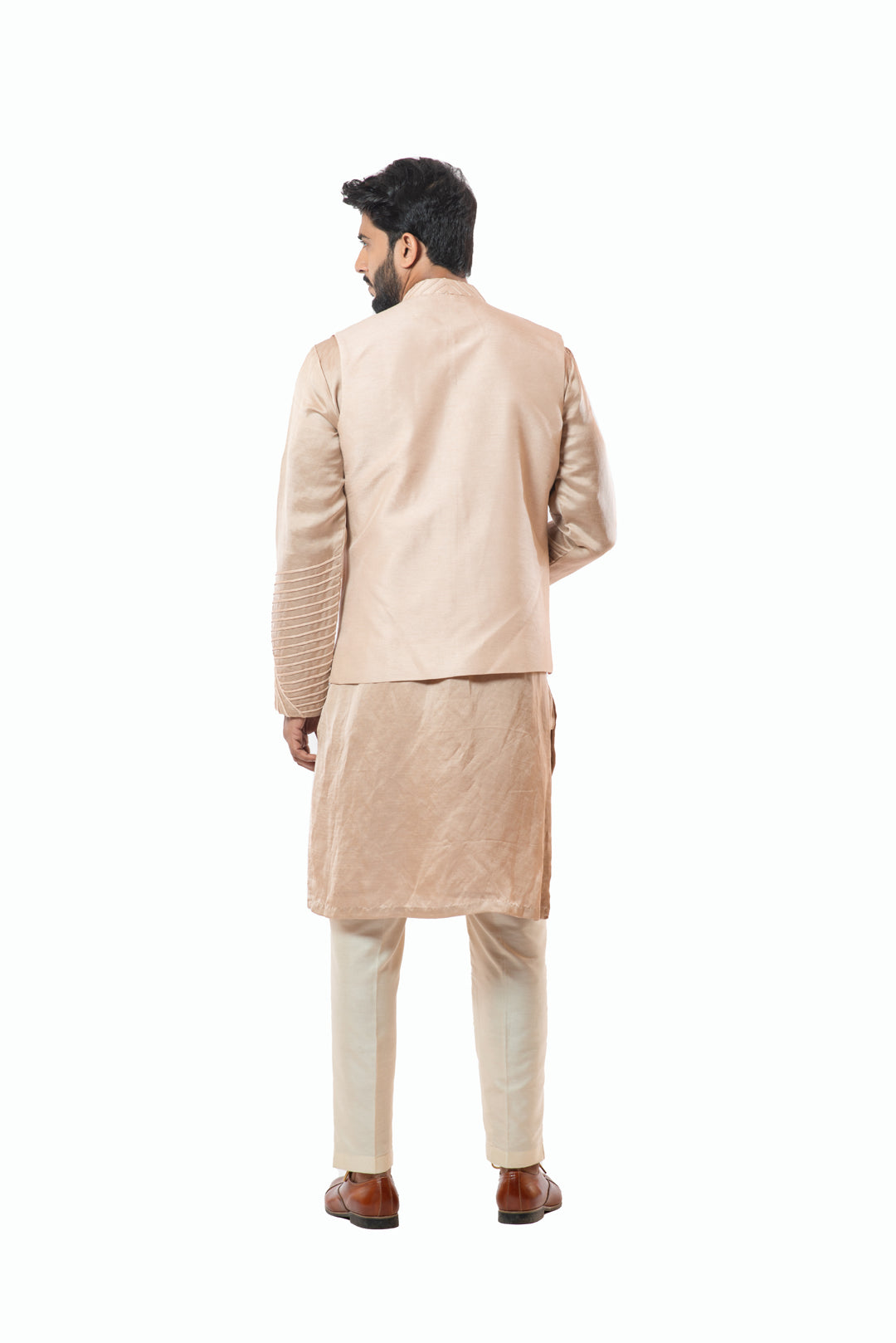 Powder pink embroidered Nehru jacket
