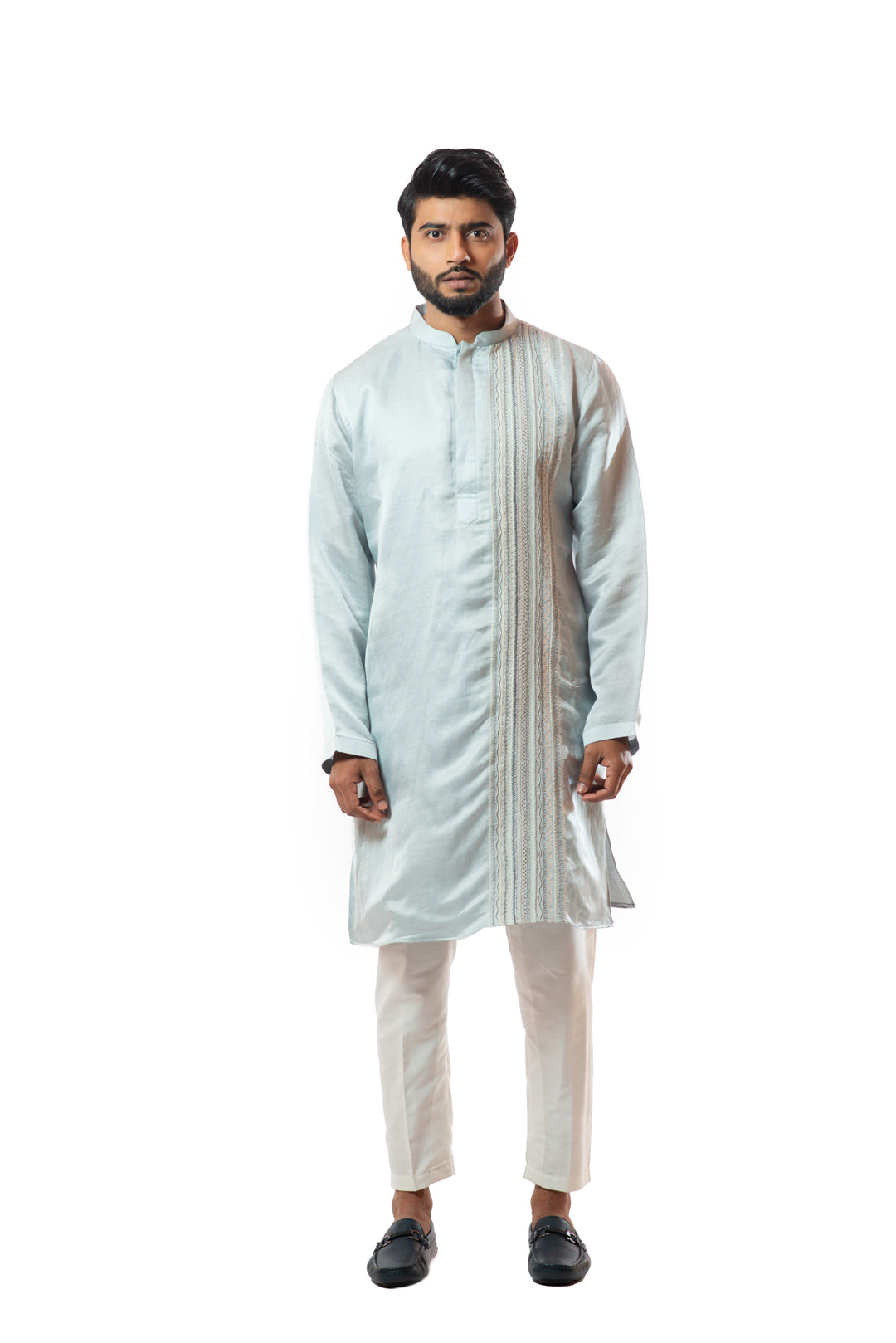 Ice blue Hand embroidered kurta set