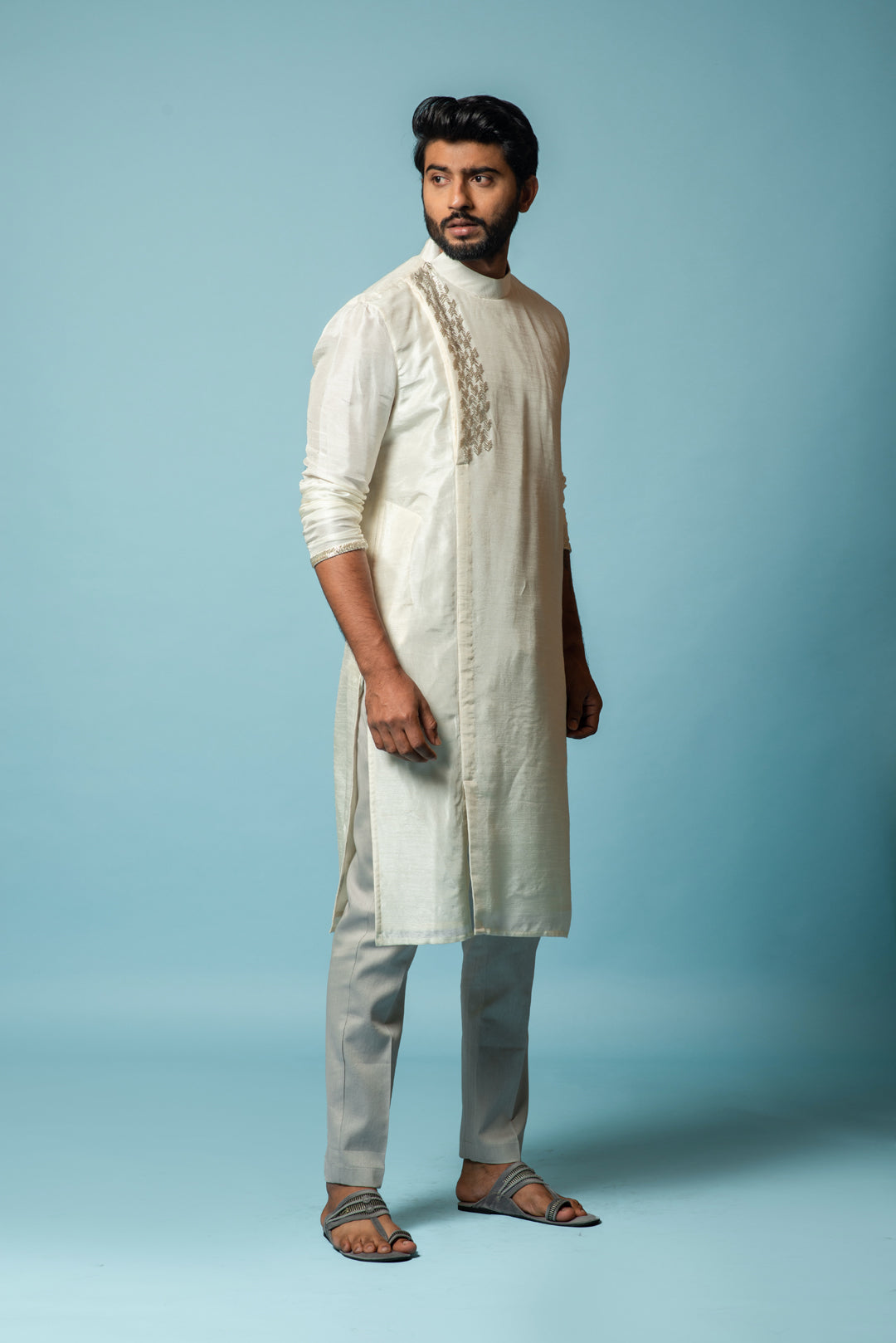 Ivory overlap kurta set