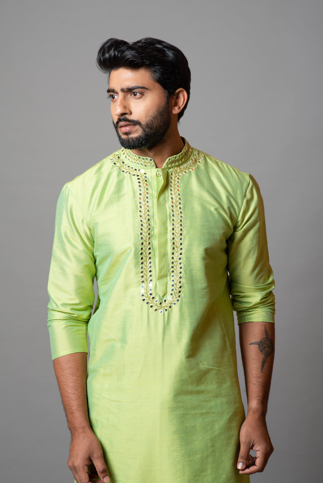 Green mirror Kurta set