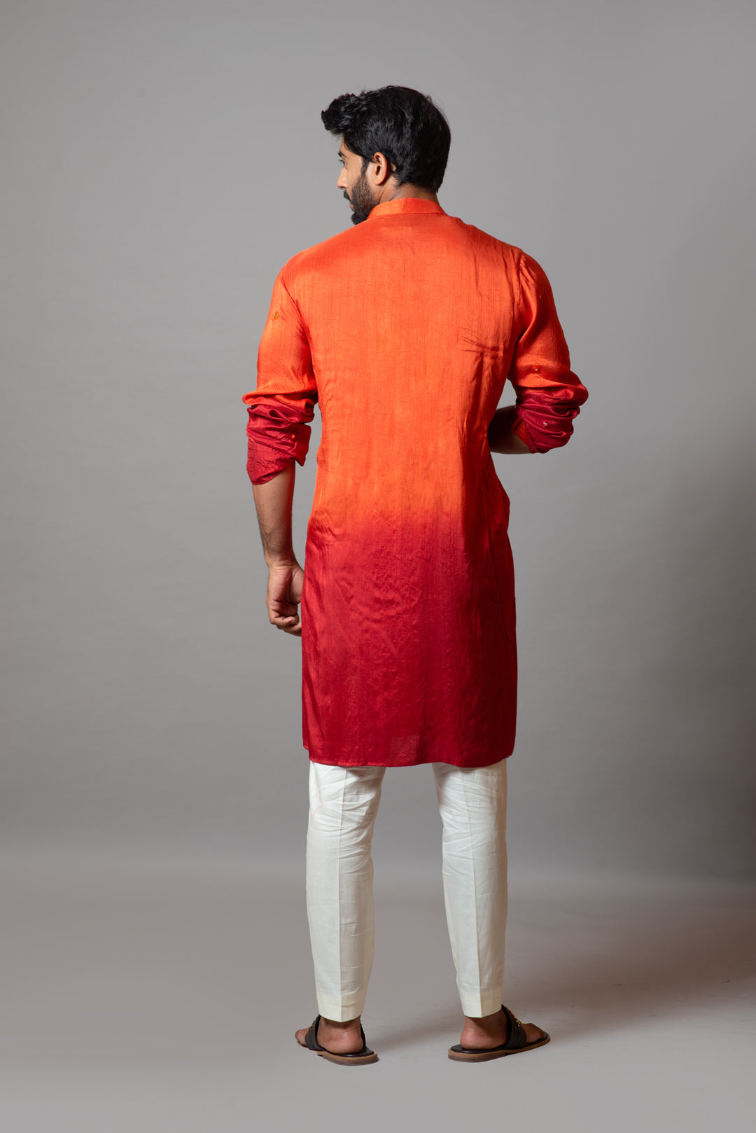 Orange and red shaded kurta