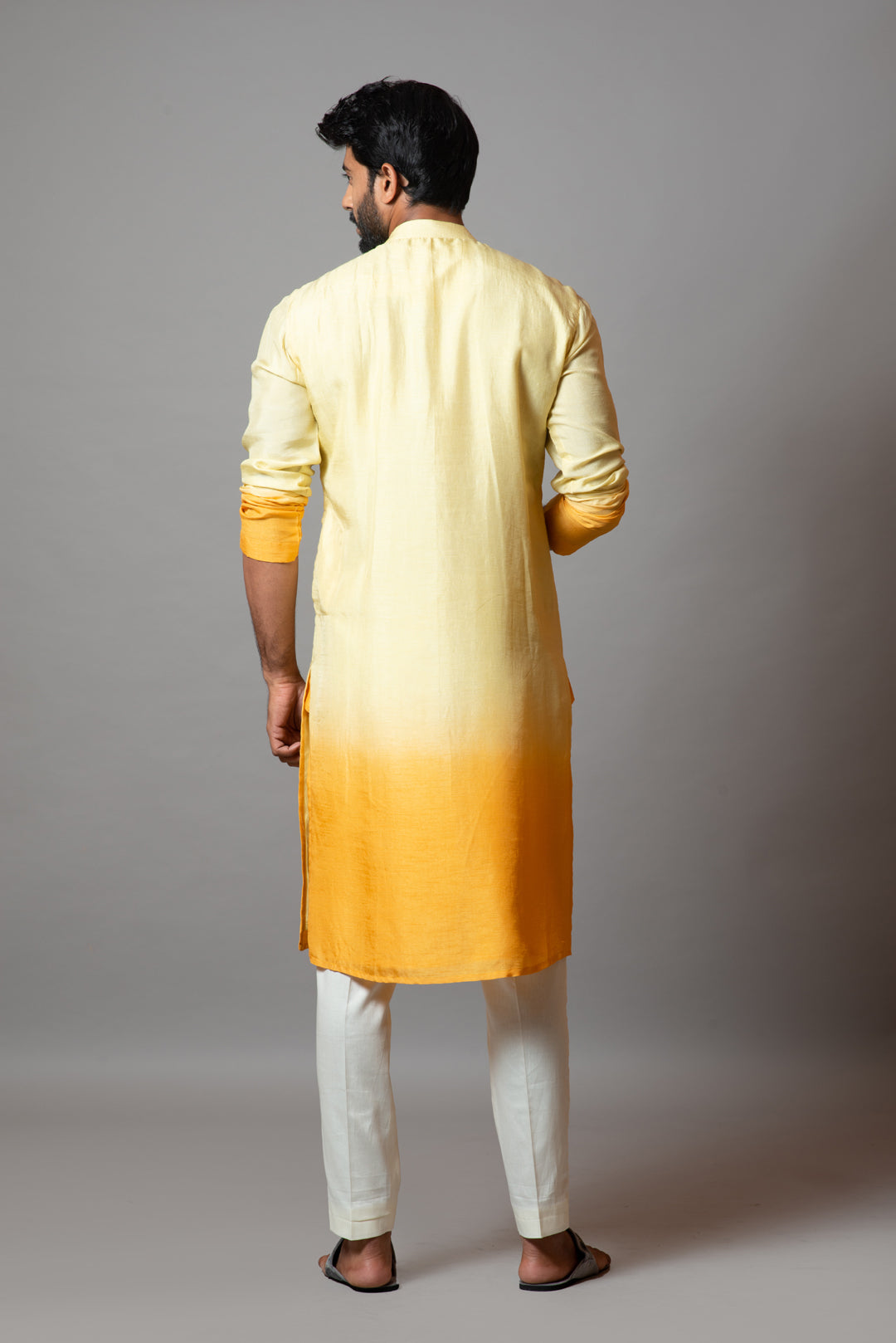Yellow ombre embroidered kurta