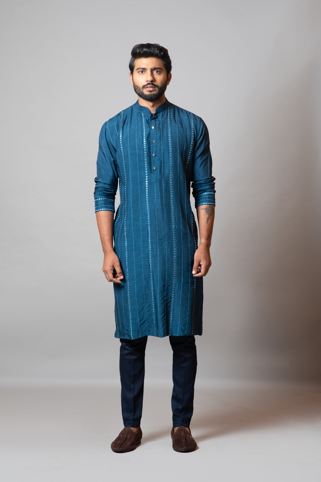 Teal embroidered kurta set
