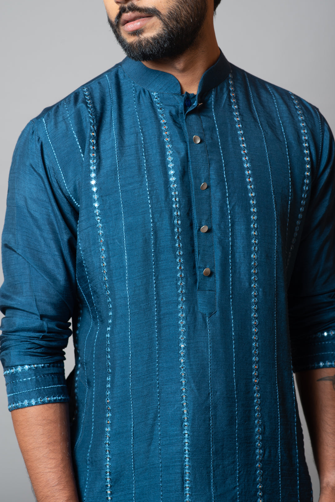Teal embroidered kurta set