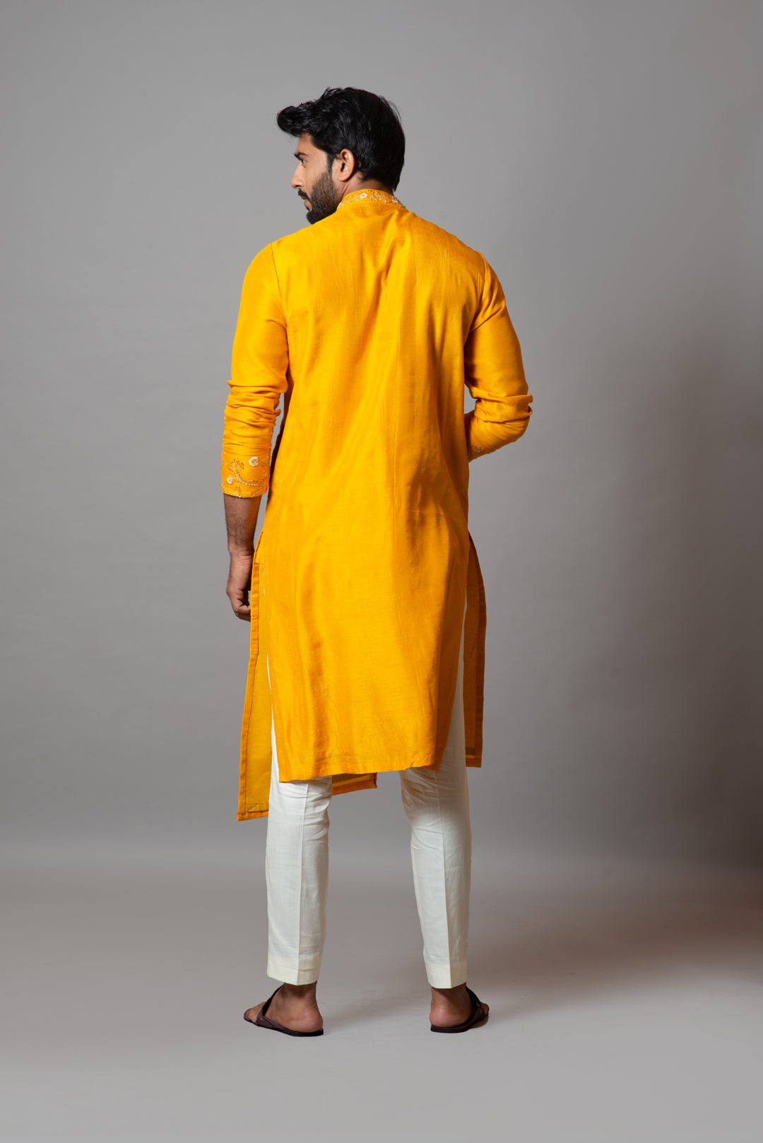Yellow embroidered kurta set