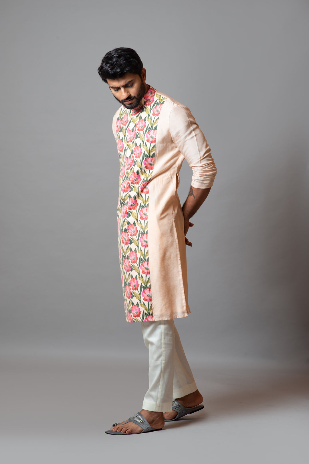 Printed panelled kurta set