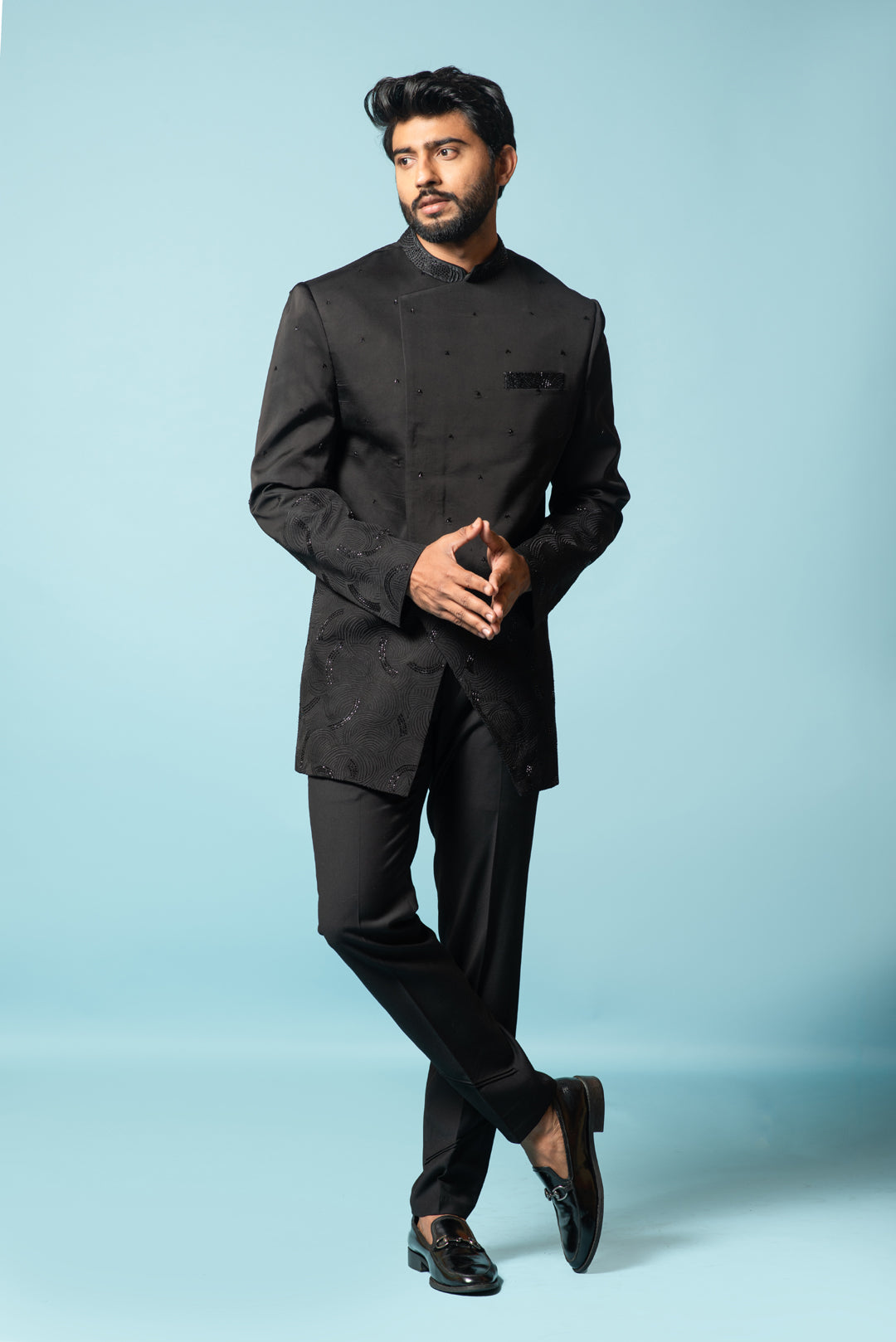 Black bandhgala set