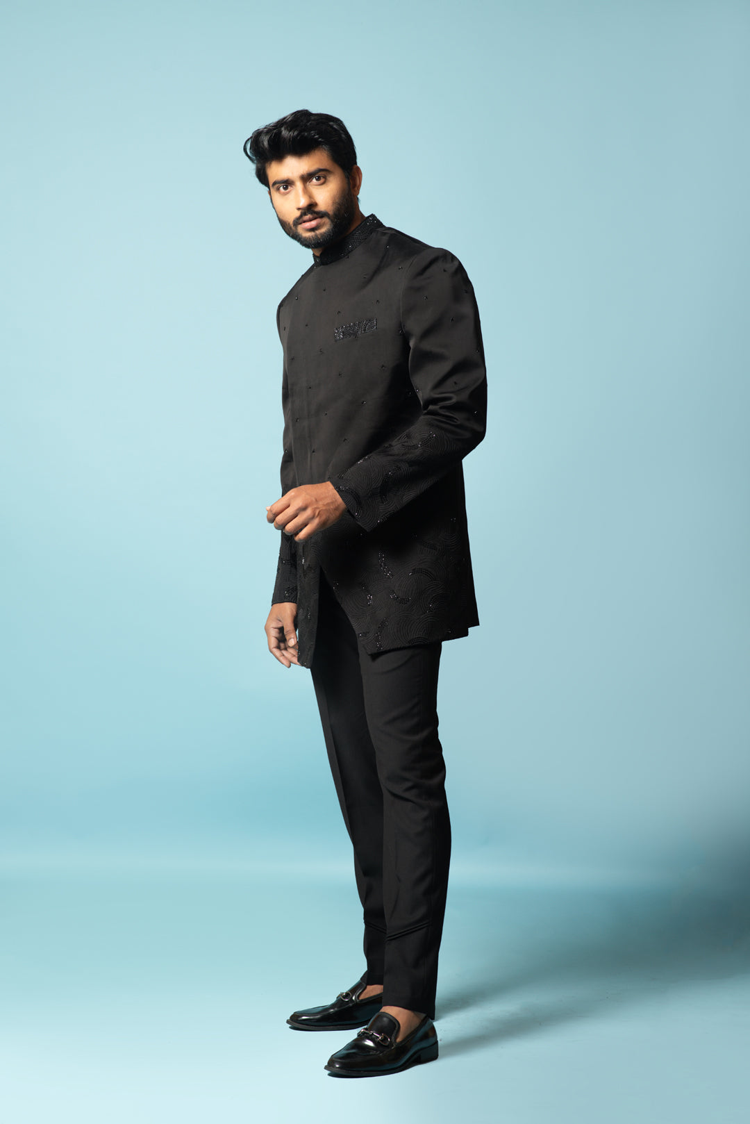 Black bandhgala set