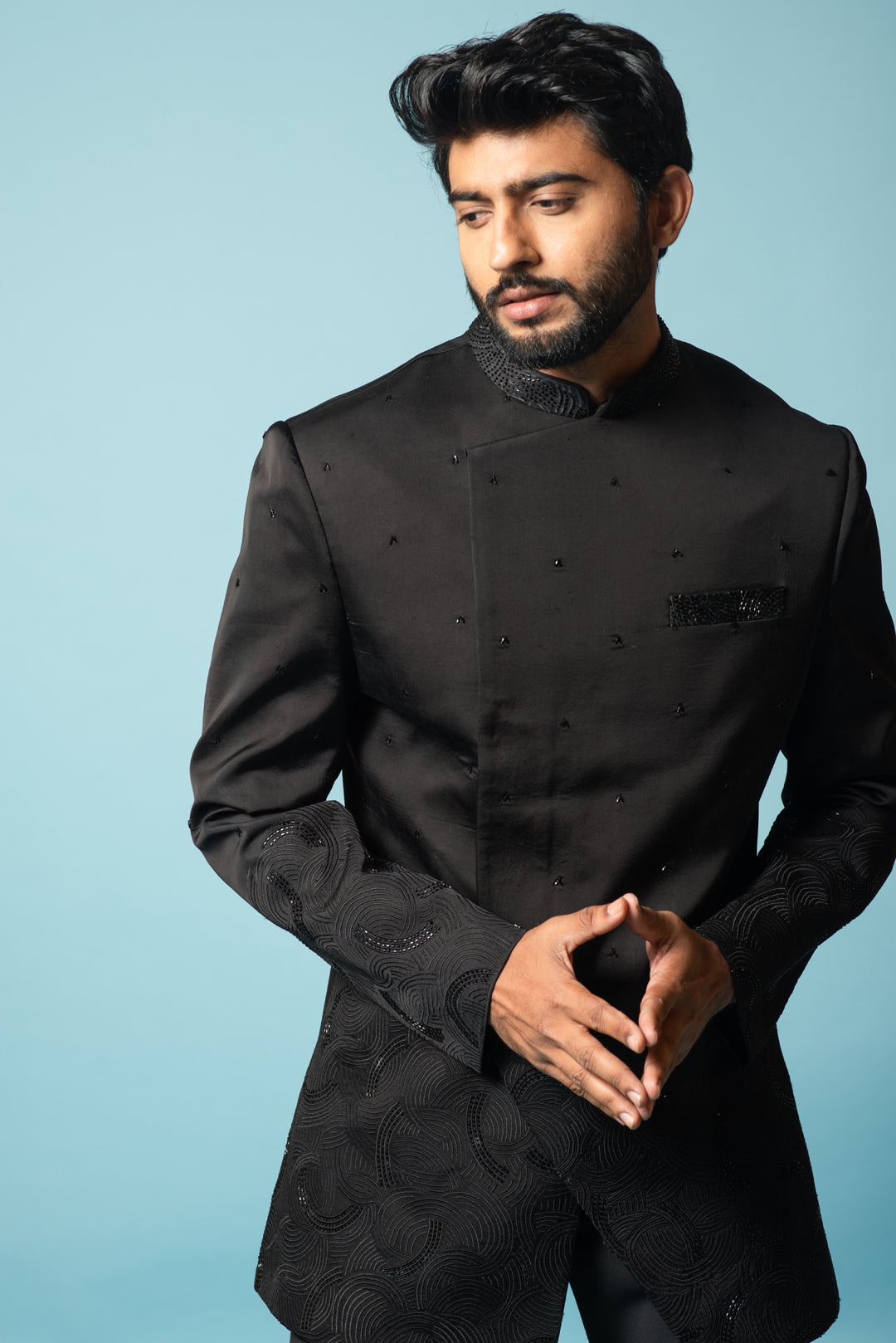 Black bandhgala set