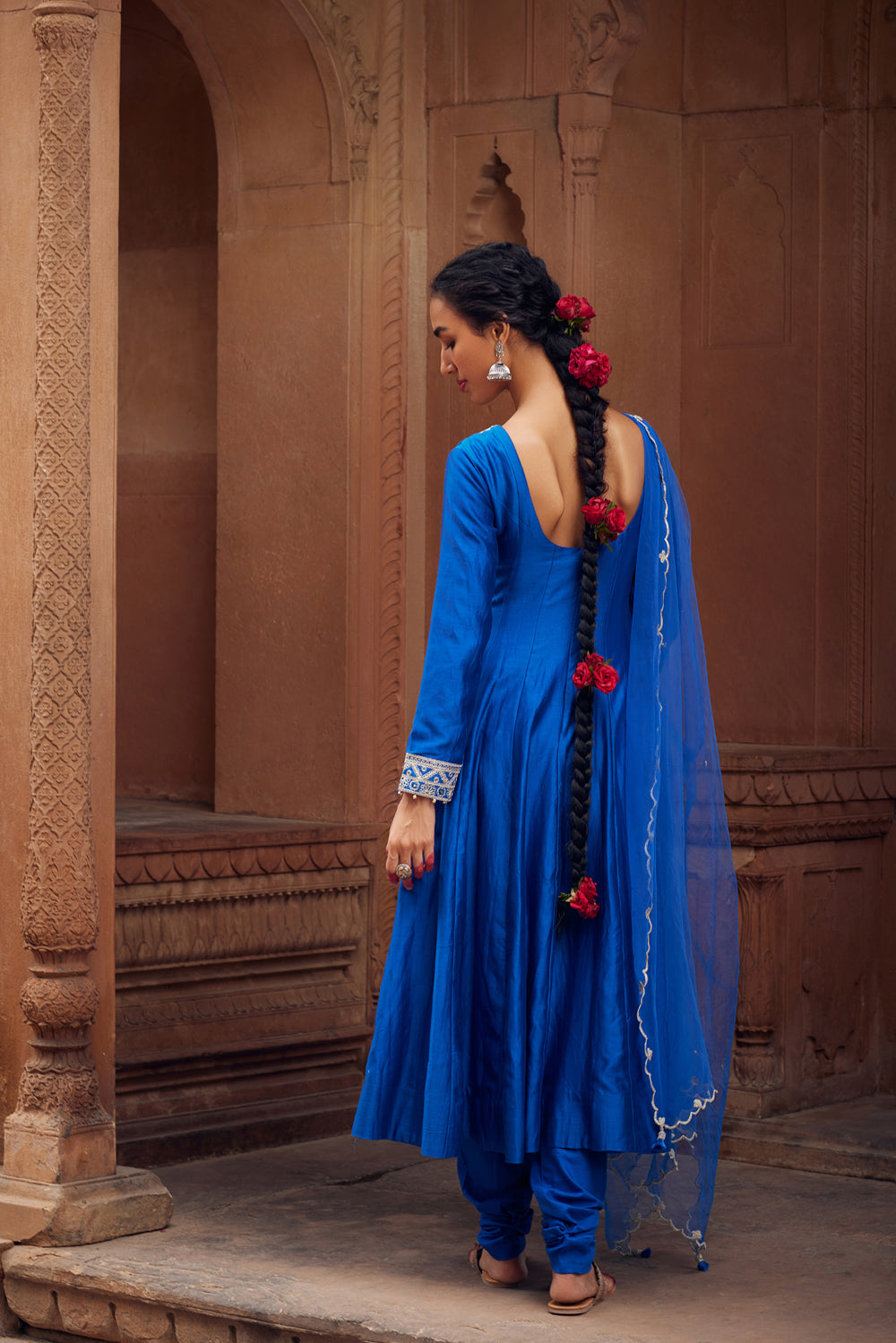 Electric Blue Misbah Kalidar Set - Auraya Fashion 