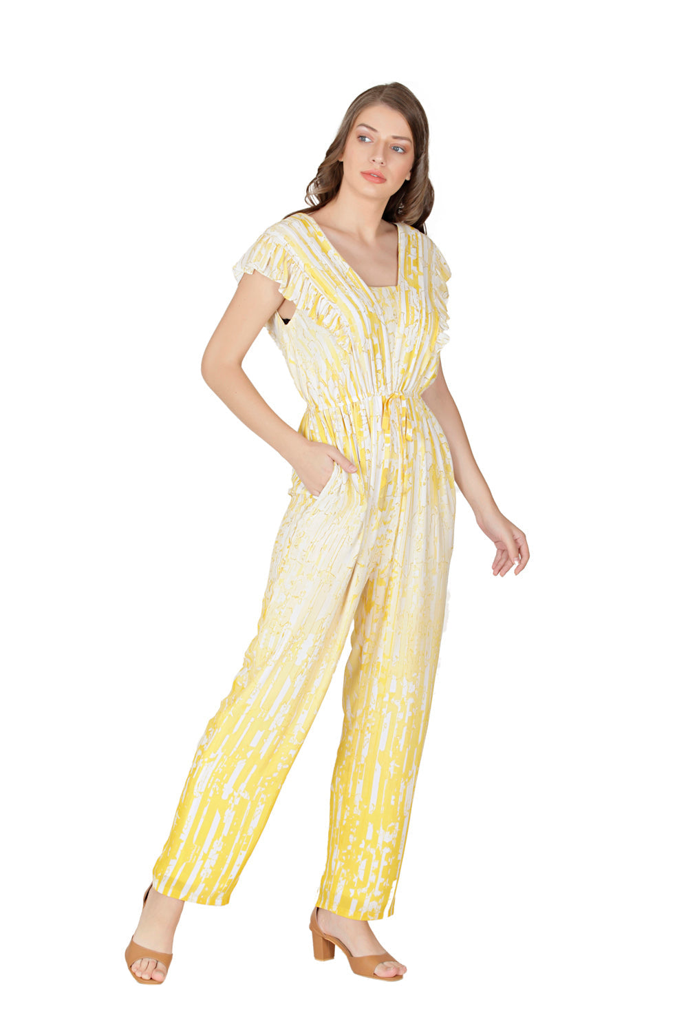 Pleated Yoke Jumpsuit - Auraya Fashion -  - #tag1# - #tag2# - #tag3# - #tag3#