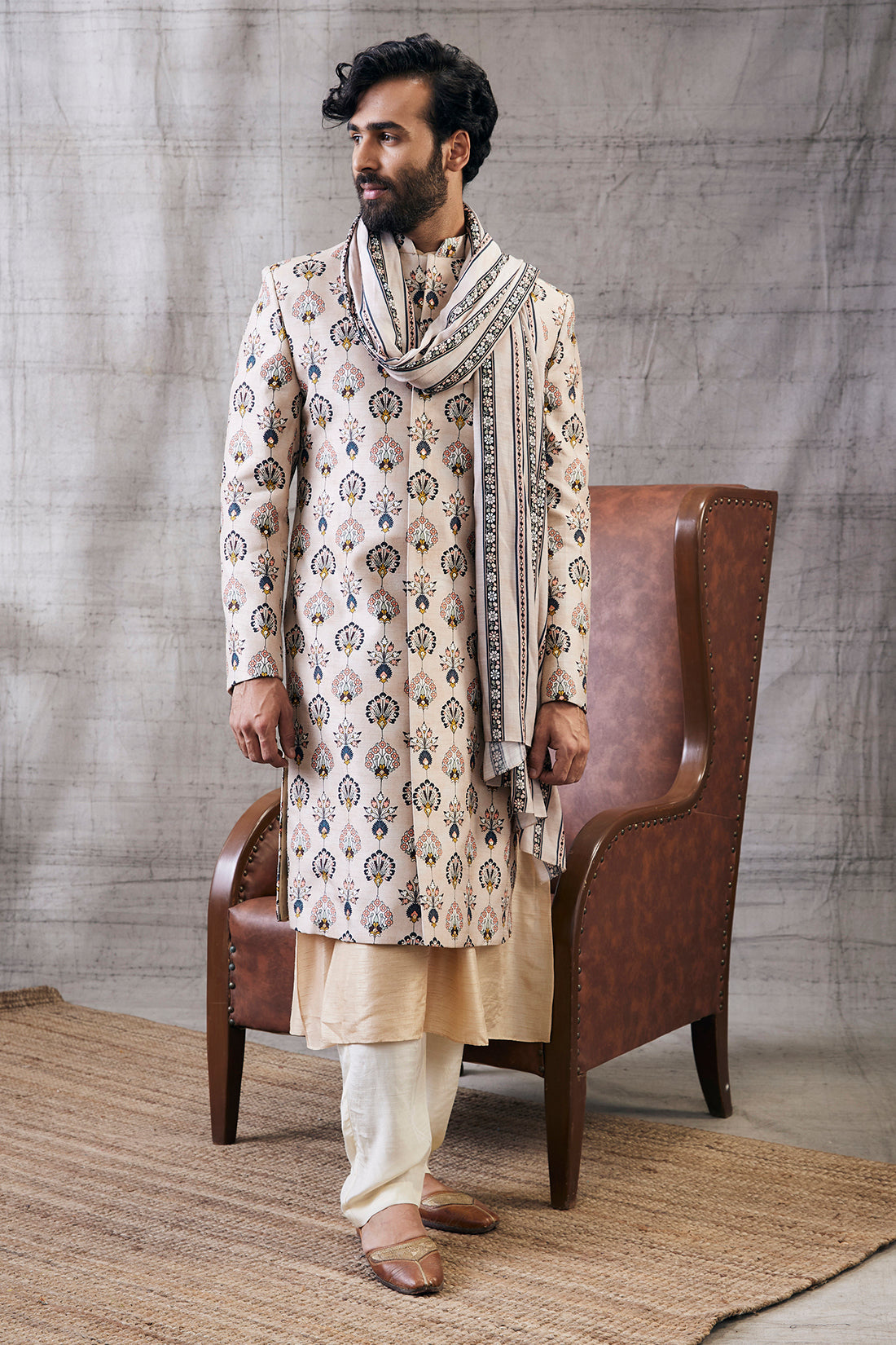 Image of Sarouk  Printed Sherwani Set