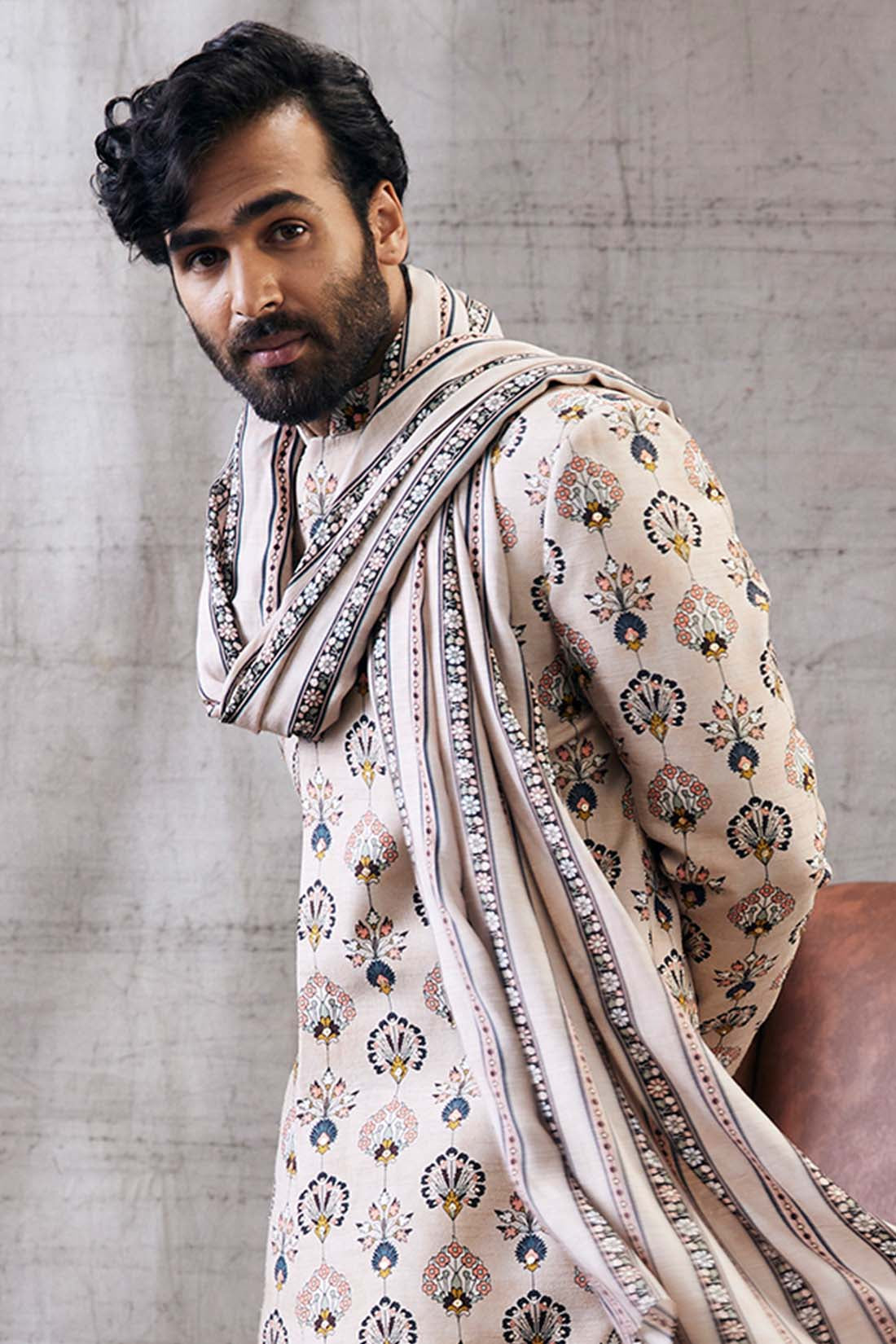 Image of Sarouk  Printed Sherwani Set