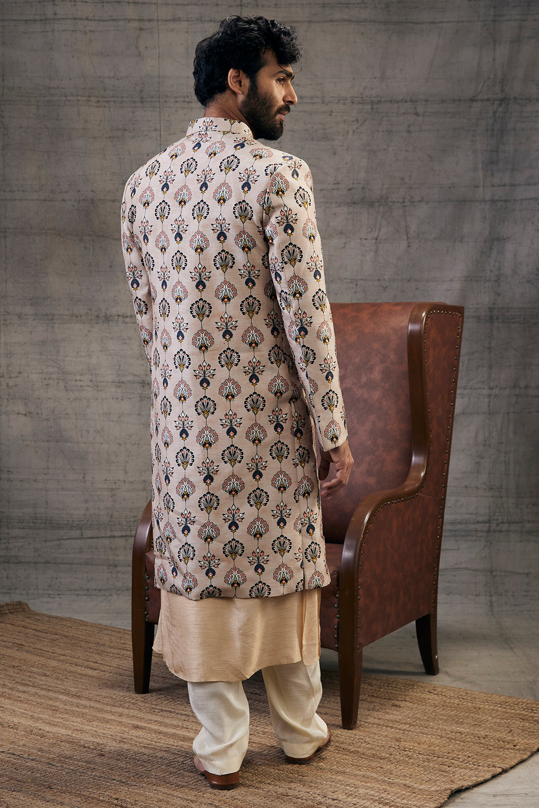 Image of Sarouk  Printed Sherwani Set