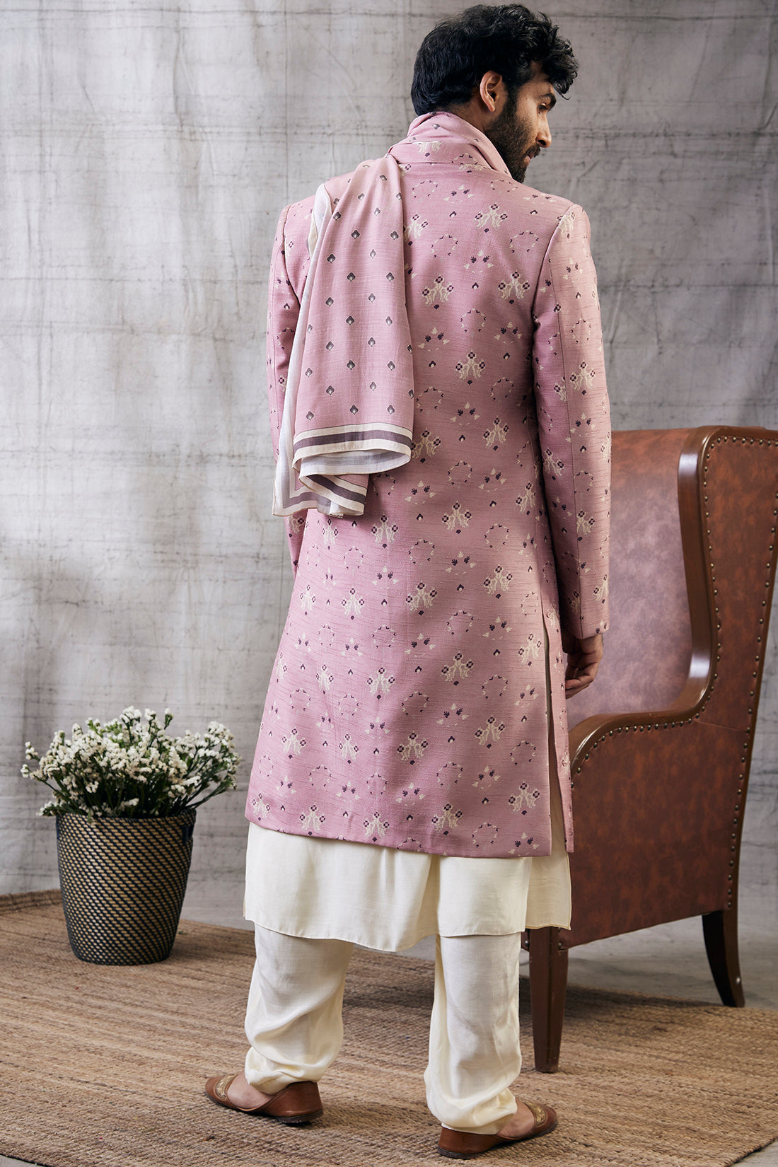 Image of Sarouk Printed Sherwani Set