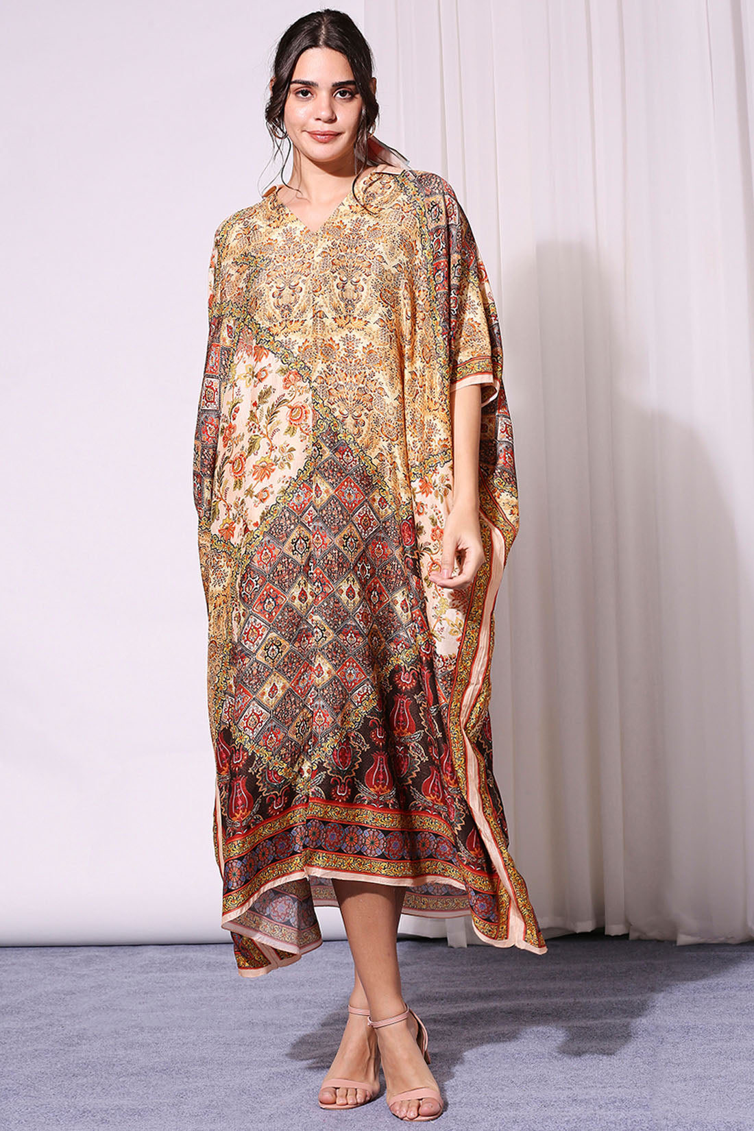 Image of Applique Printed Kaftaan Dress