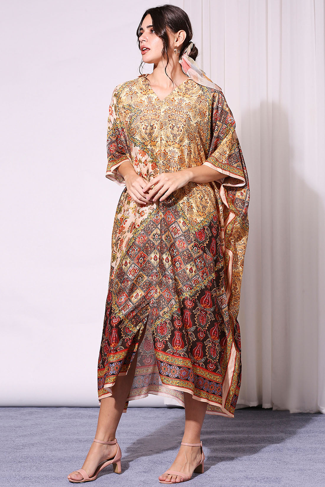 Image of Applique Printed Kaftaan Dress