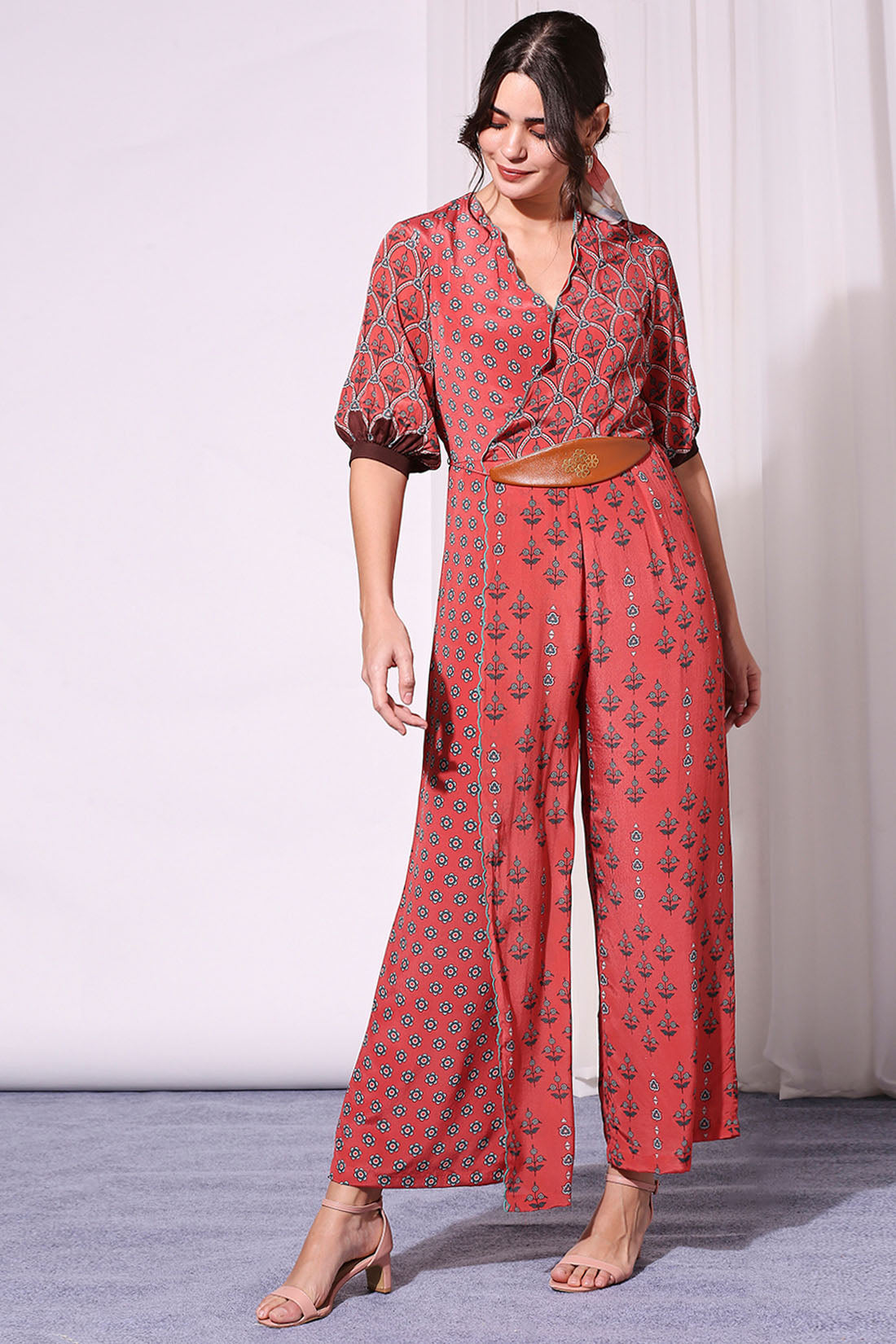 Image of Ethnic Floral Printed Jumpsuit