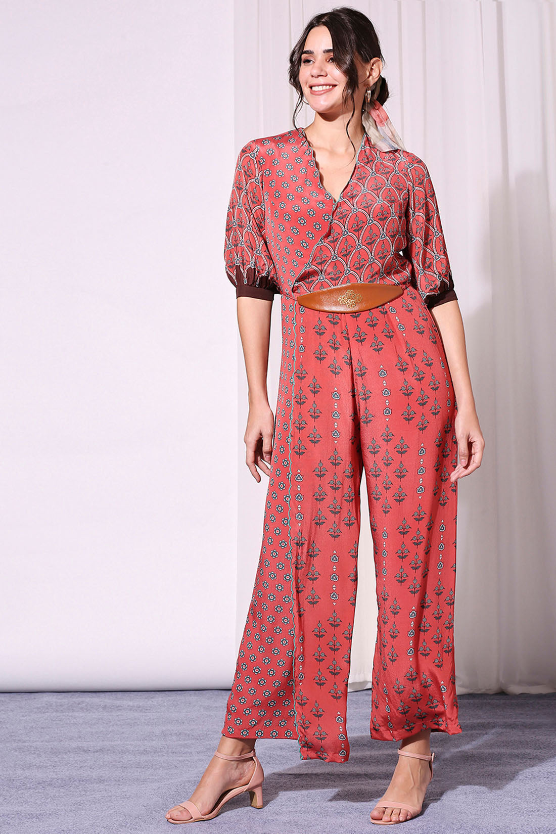 Image of Ethnic Floral Printed Jumpsuit