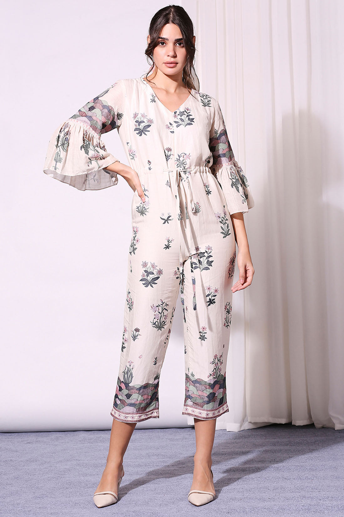 Image of Pastel Floral Printed Jumpsuit