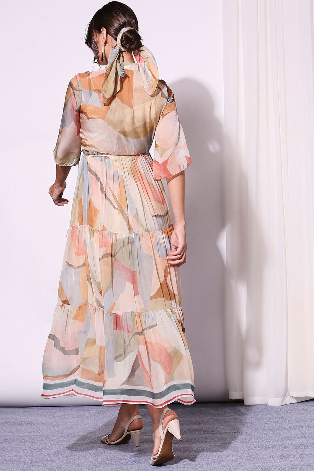 Image of Conversational Printed Tiered Dress