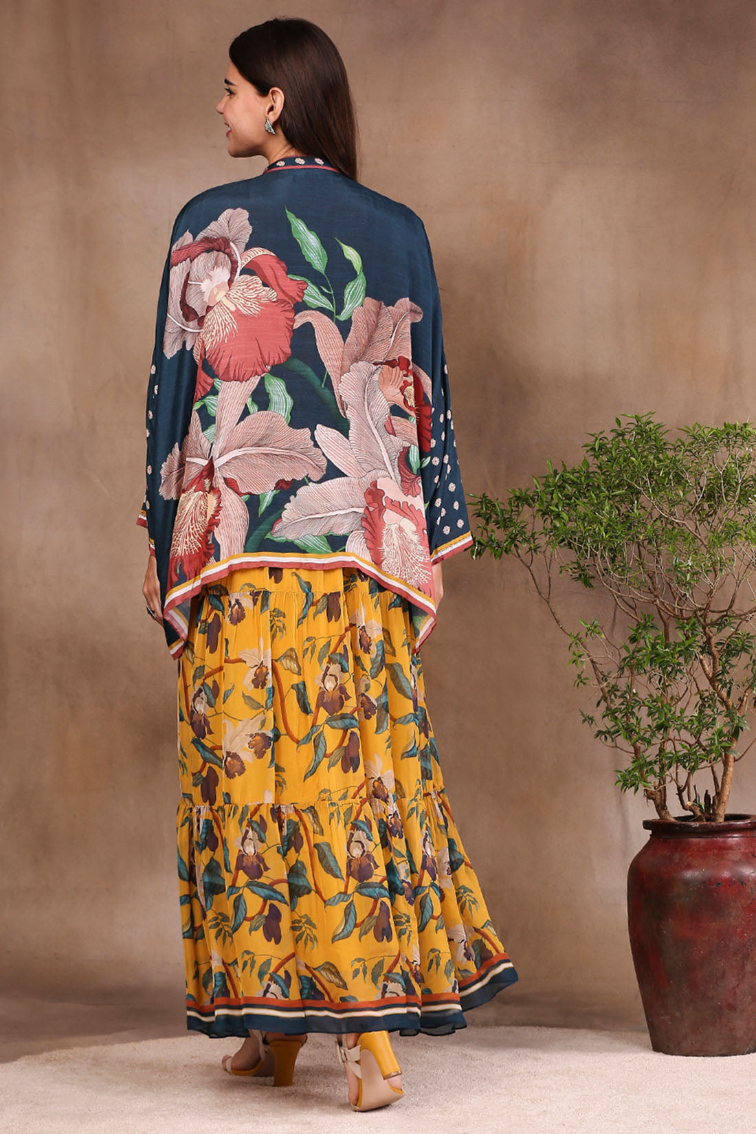 Image of Orchid Bloom Printed Long Dress With Jacket