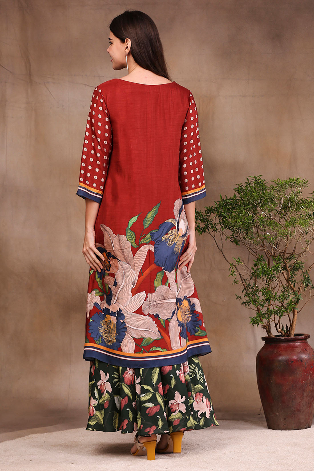 Image of Orchid Bloom Printed Kurta With Draped Pants