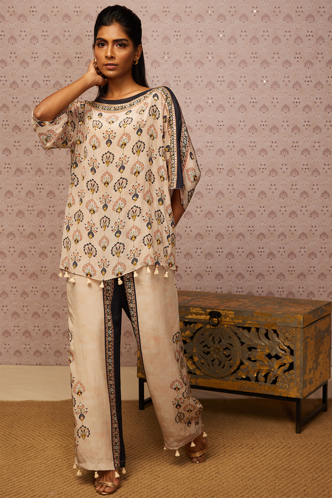 Image of Sarouk embroidered co-ord set