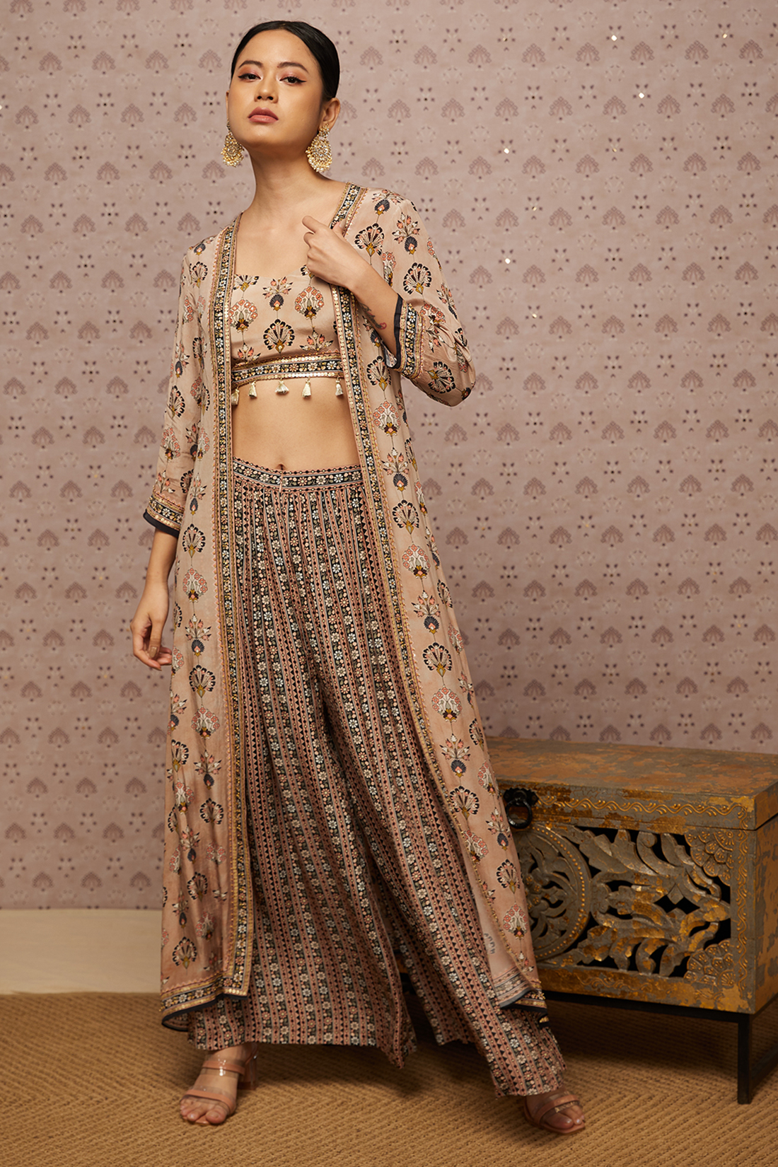 Image of Sarouk embroidered co-ord set with jacket