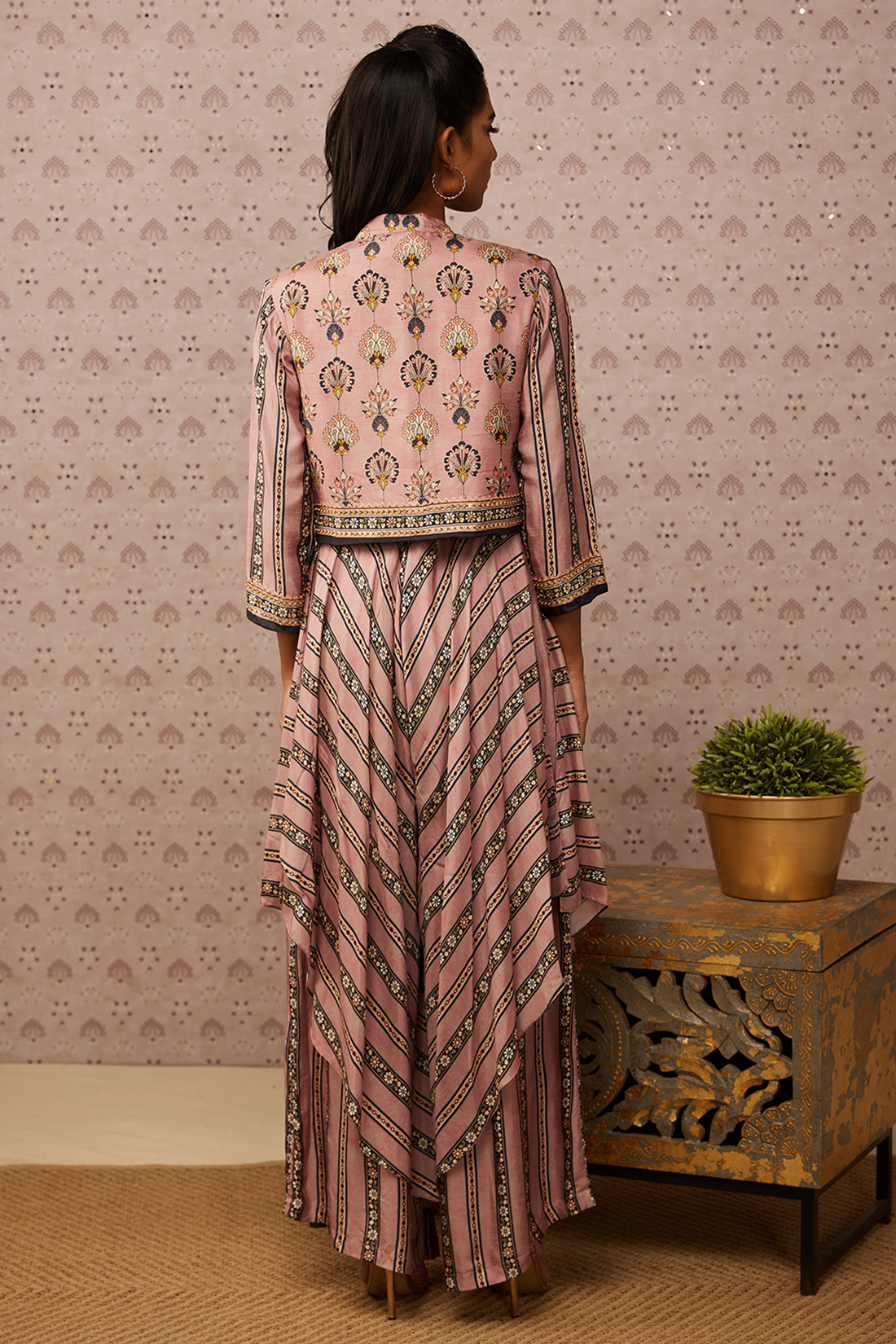 Image of Sarouk printed layered jumpsuit with jacket