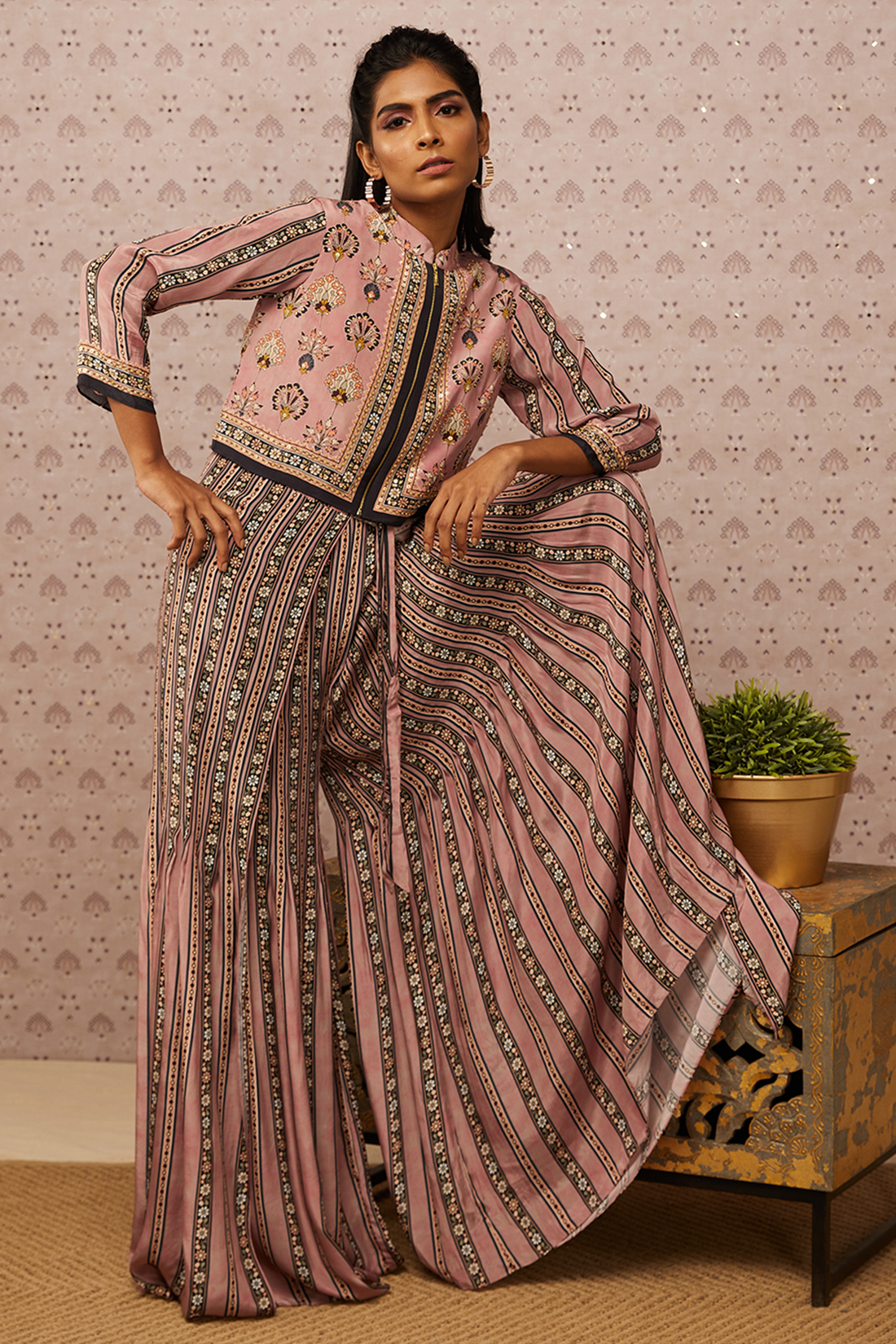 Image of Sarouk printed jumpsuit with jacket