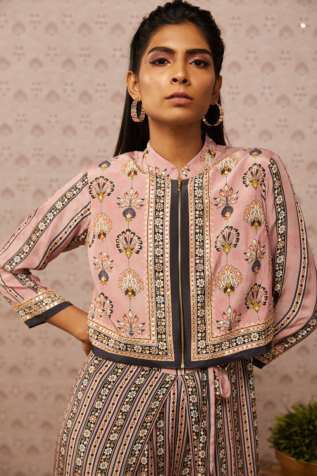 Image of Sarouk printed jumpsuit with jacket