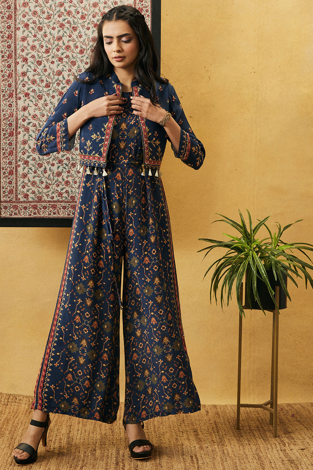 Image of Zahra Printed Jumpsuit With Jacket