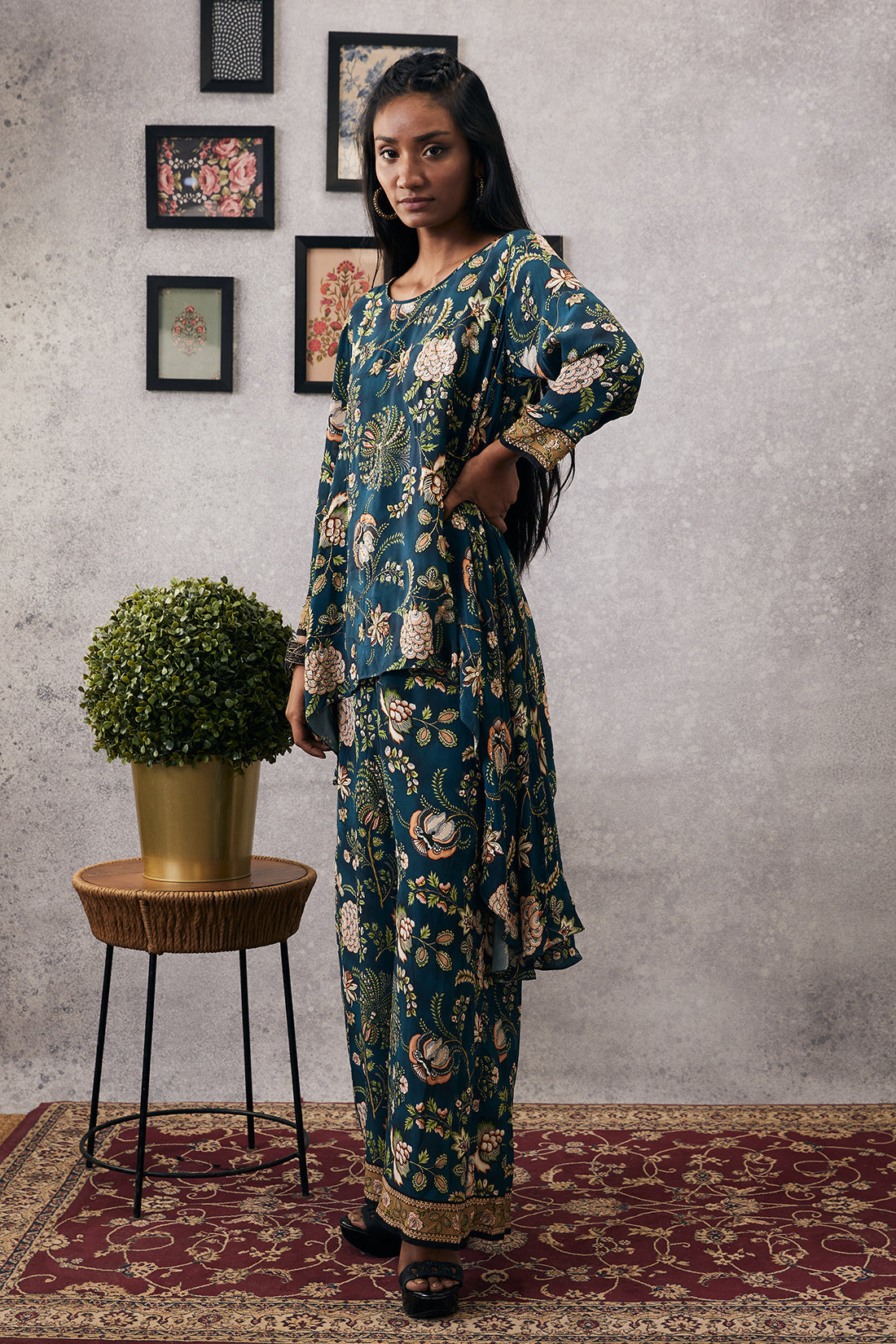 Image of Mehr embroidered asymmetric co-ord set