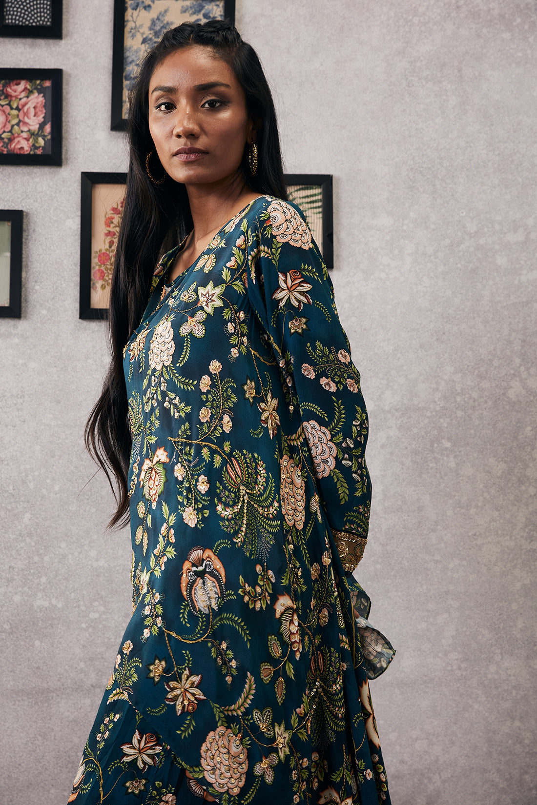 Image of Mehr embroidered asymmetric co-ord set