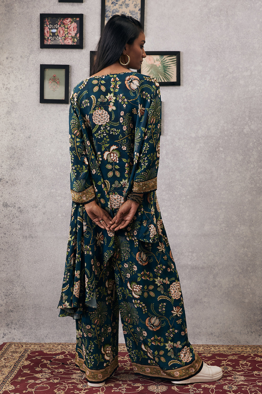 Image of Mehr embroidered asymmetric co-ord set