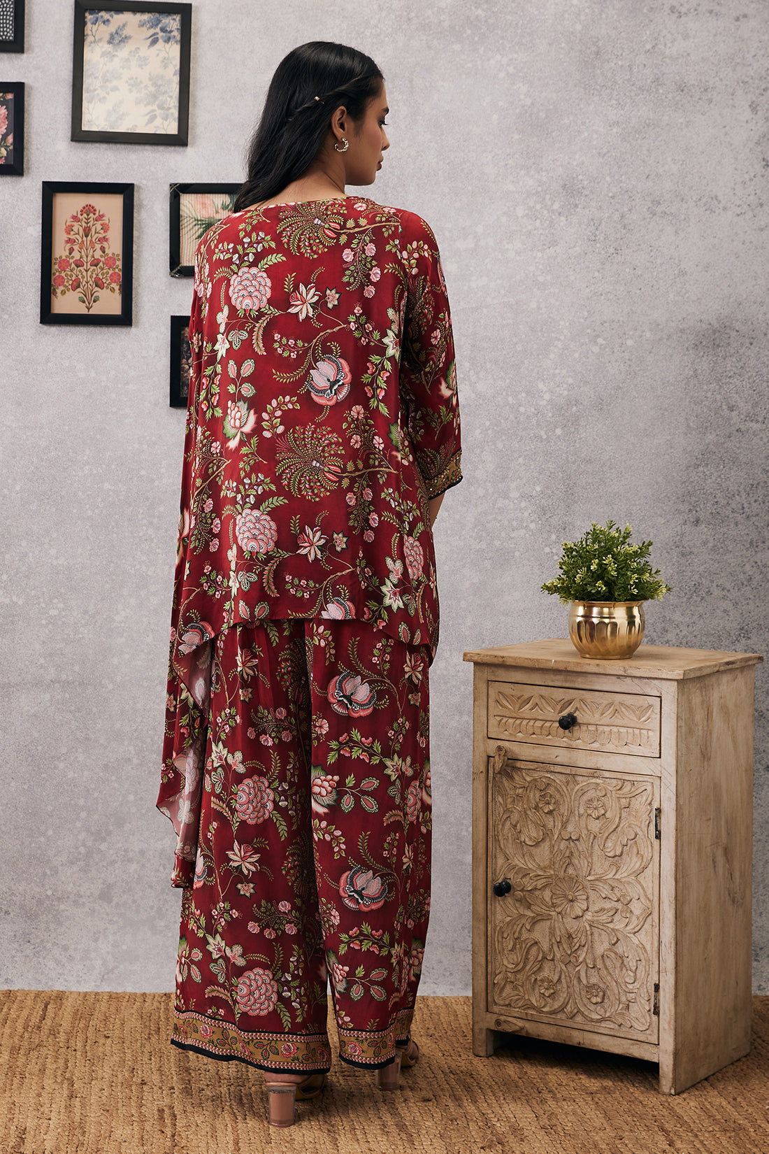 Image of Mehr embroidered asymmetric co-ord set