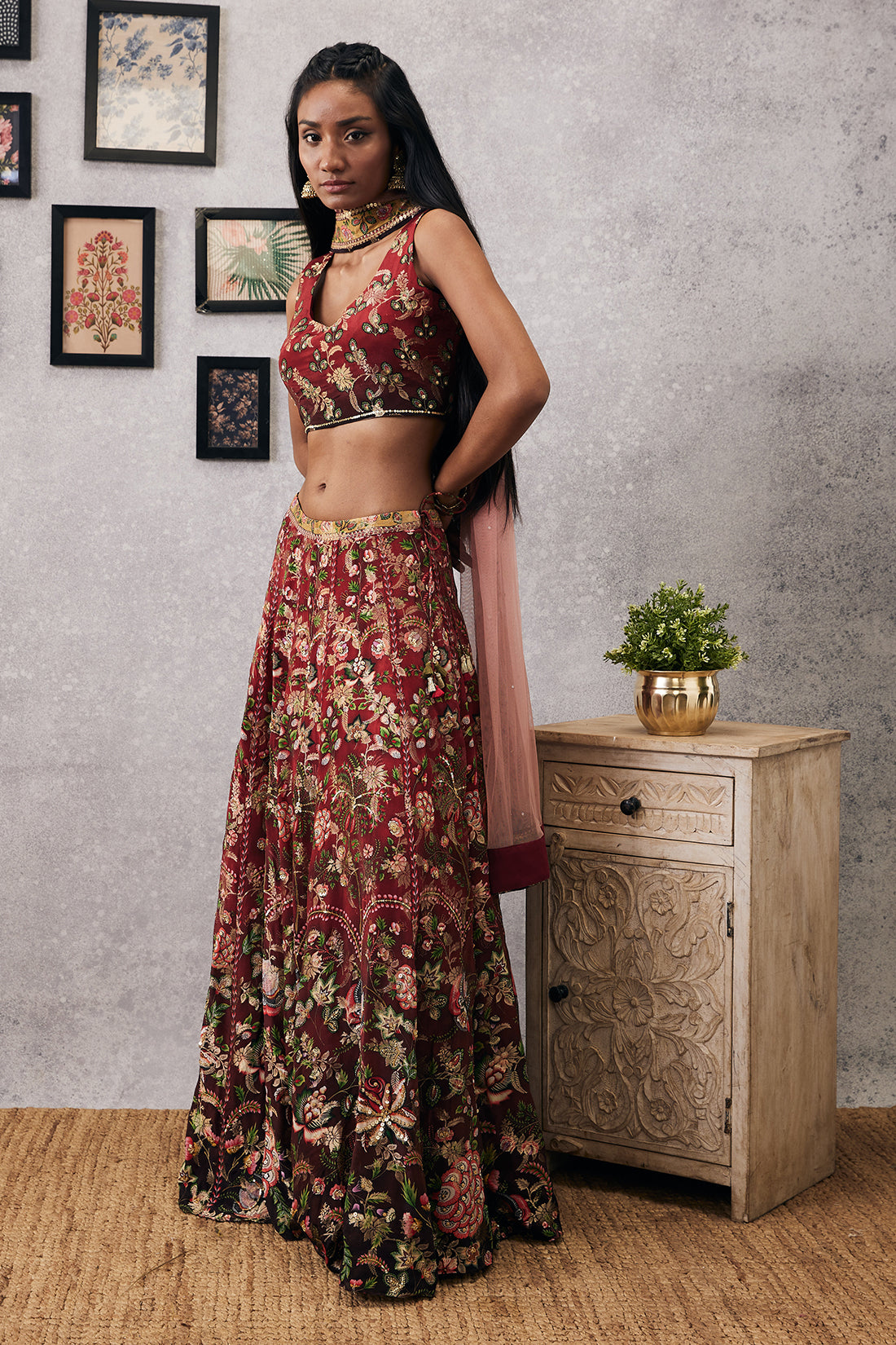 Image of Mehr embroidered lehenga set with dupatta