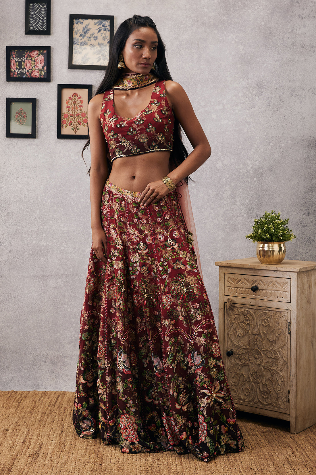 Image of Mehr embroidered lehenga set with dupatta