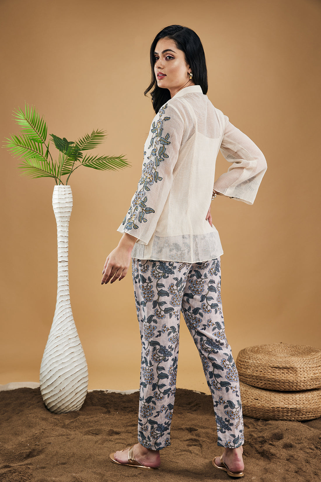 Image of Yasmin Applique Shirt Top With Pants