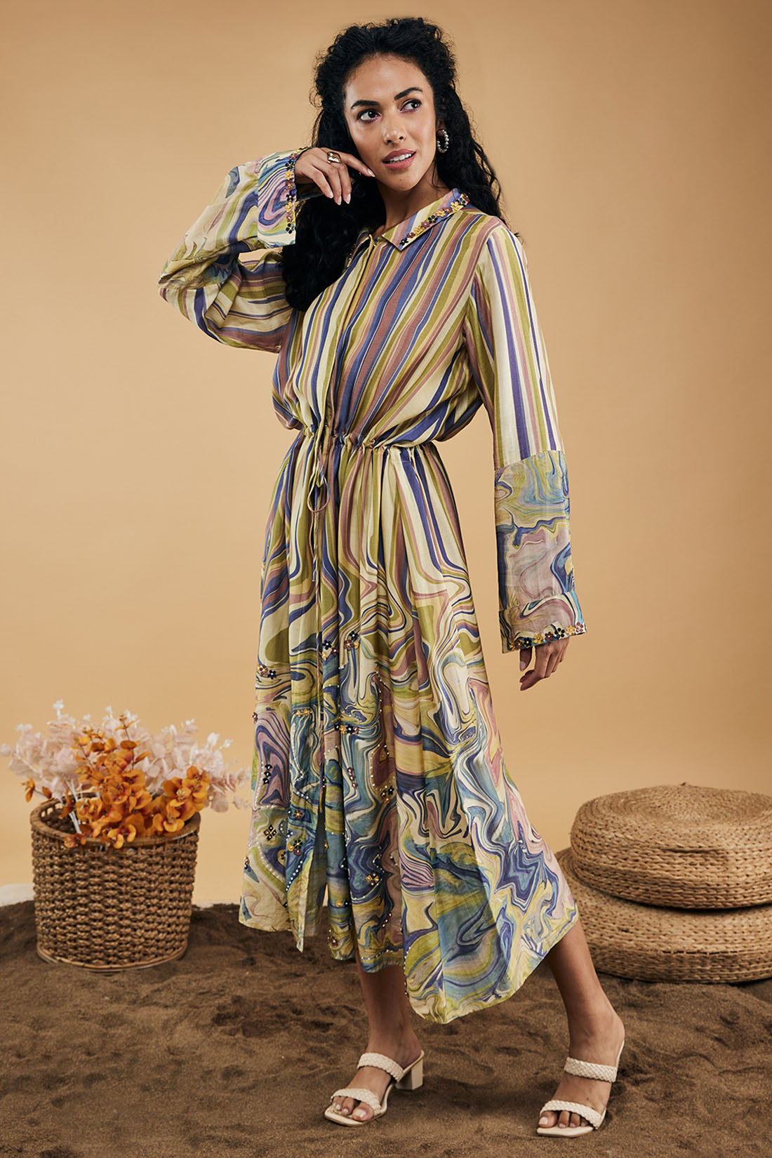 Image of Marble Mosaic Printed Long Dress