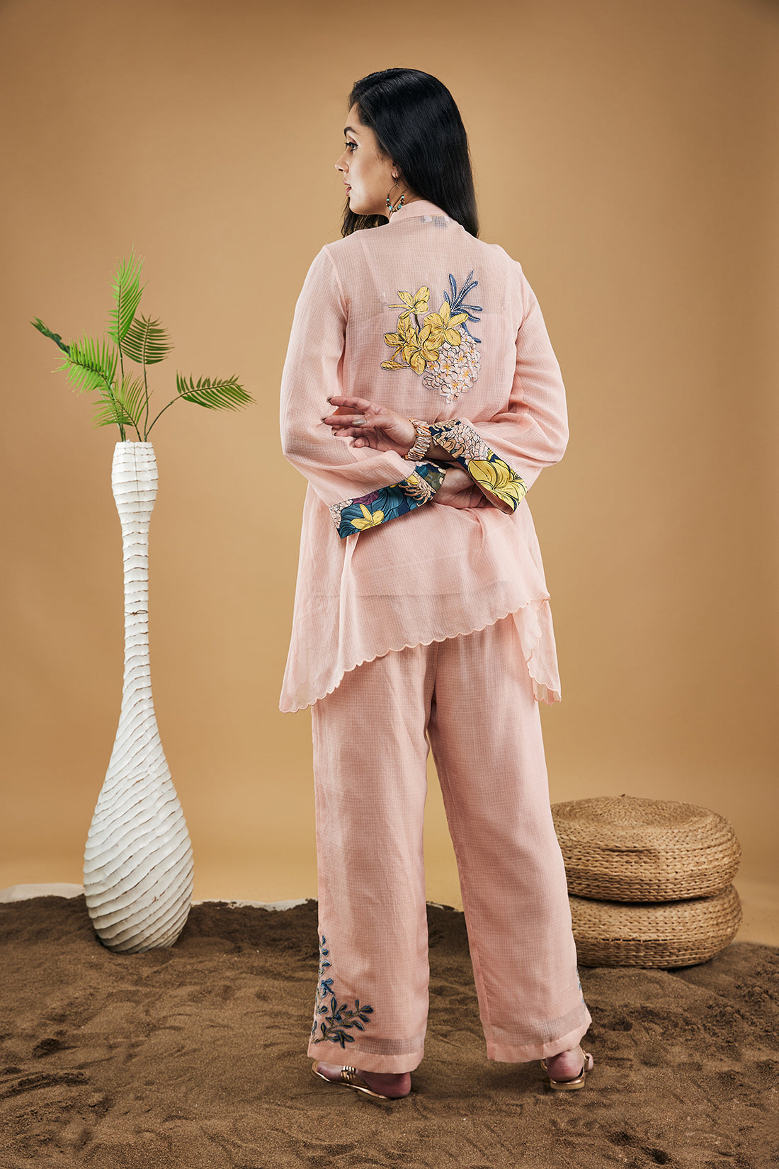 Image of Zinnia Applique High-low Shirt With Pants