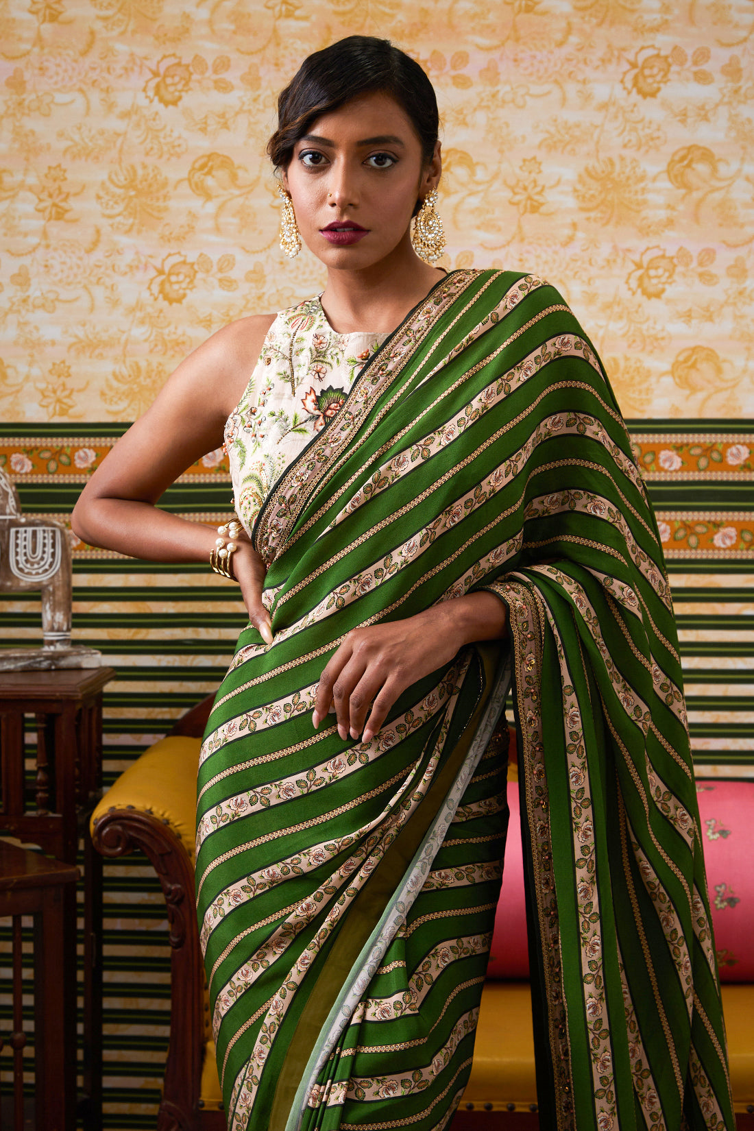 Image of Mehr Embroidered Pre-Draped Saree