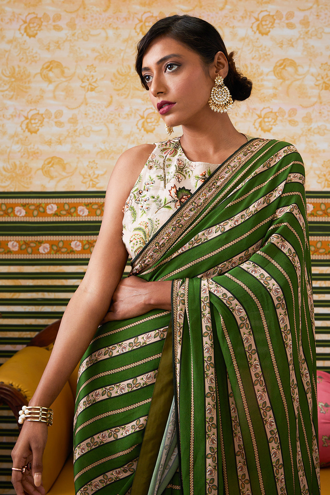 Image of Mehr Embroidered Pre-Draped Saree