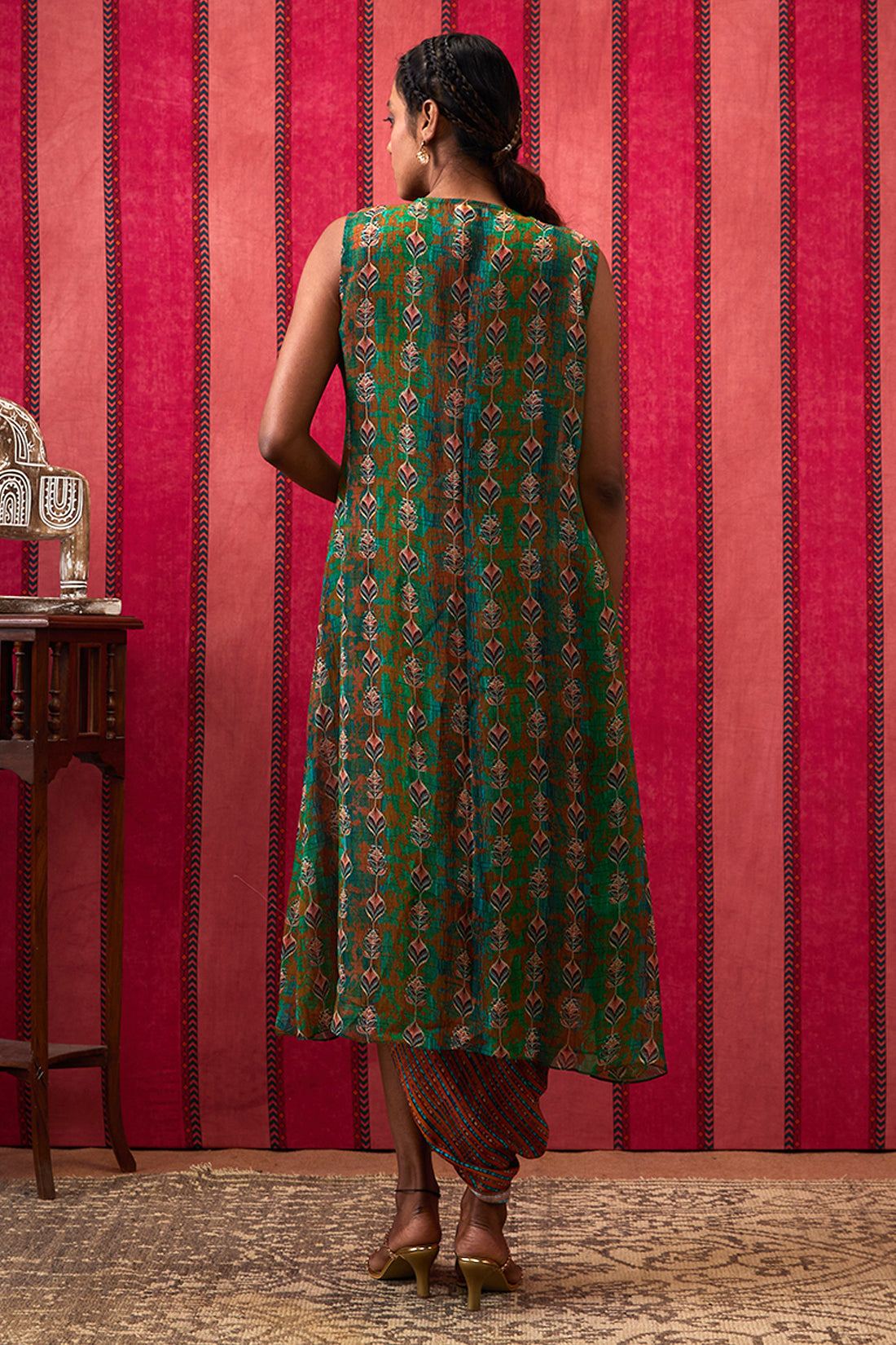 Image of Adah Printed Dress with Embroidered Jacket