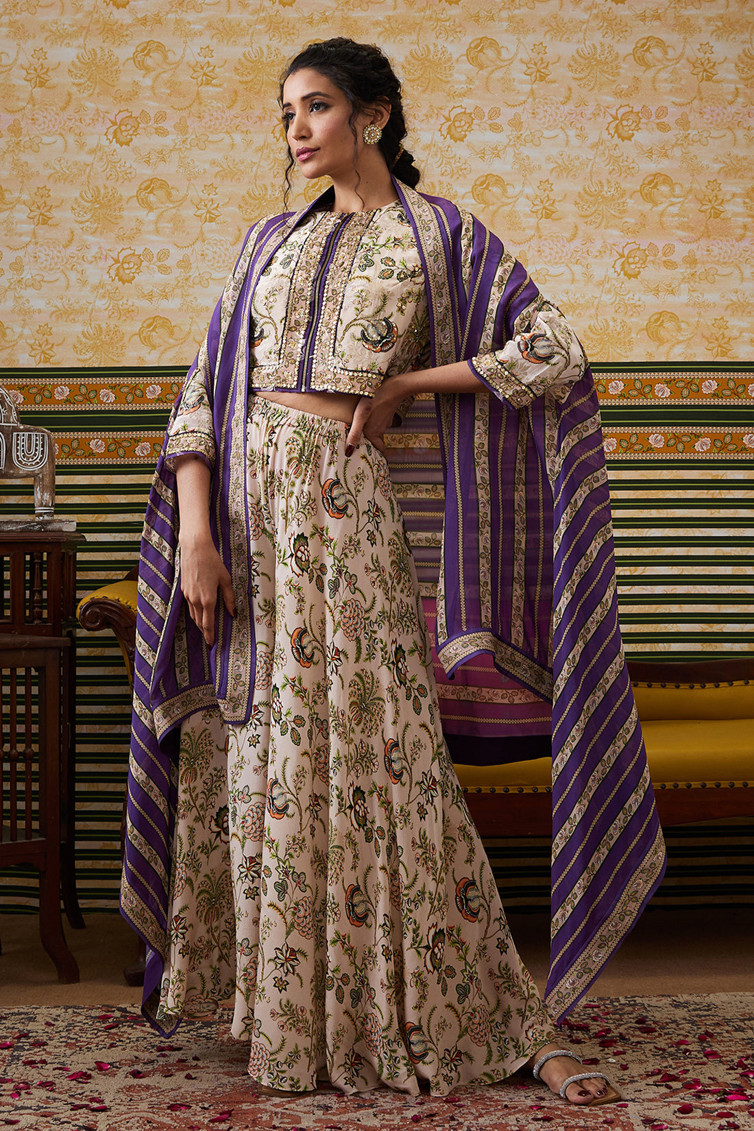 Image of Mehr Printed Co-Ord Set With Cape